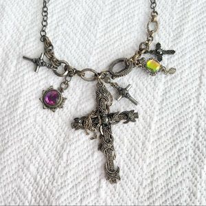 Vintage styled cross charm necklace.